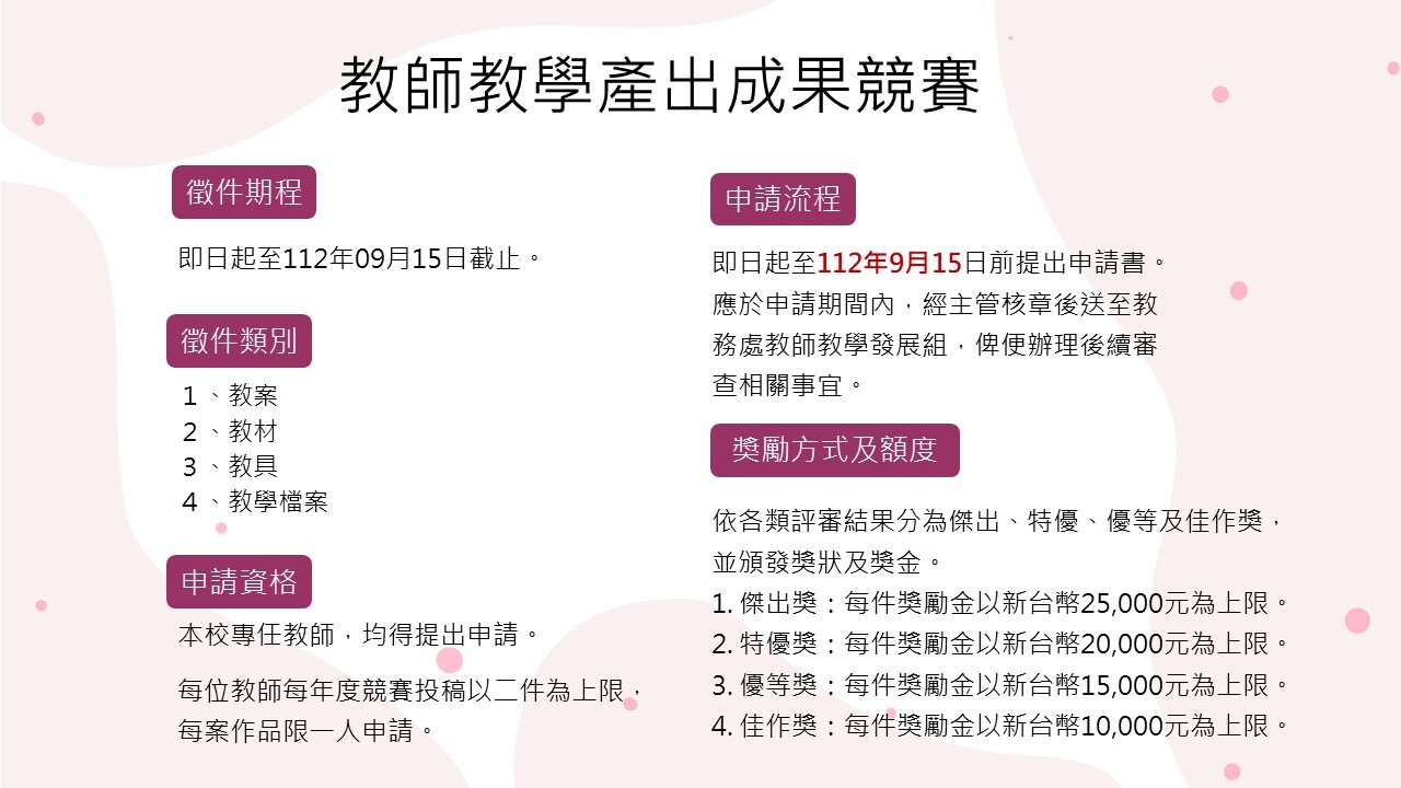 教師教學產出成果競賽